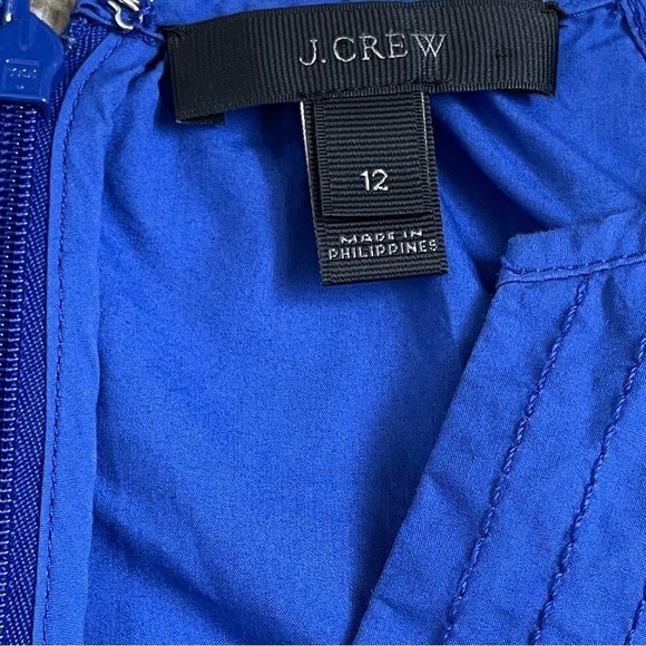 J. Crew Flutter Hem Dress Cobalt Blue F4007 Cotton Back Zip Women’s Size 12 - Picture 5 of 10